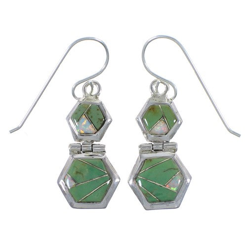 Turquoise And Opal Southwest Silver Earrings CX46937